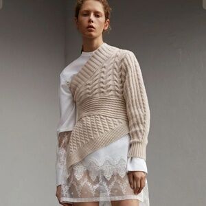 BURBERRY London One Shoulder 100% Cashmere Knit Sweater | Women's Size L